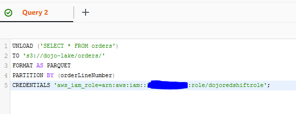 Amazon Redshift Data Lake Export - Unload